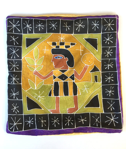 Silk Pillow Cover: Market Woman