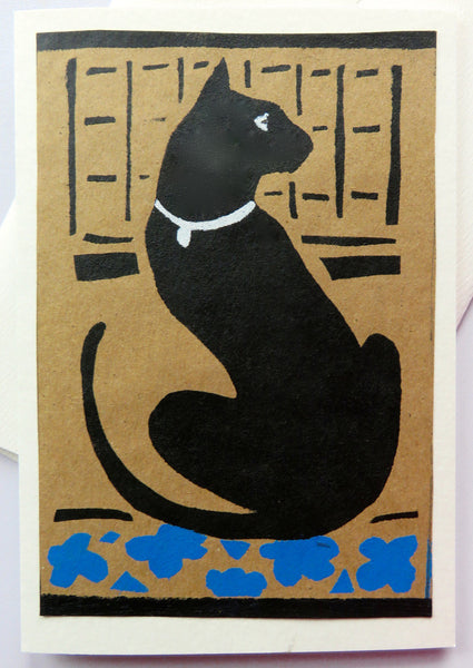 Handmade Cards: Black Cat Watching