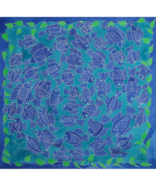 Blue School of Fish Square